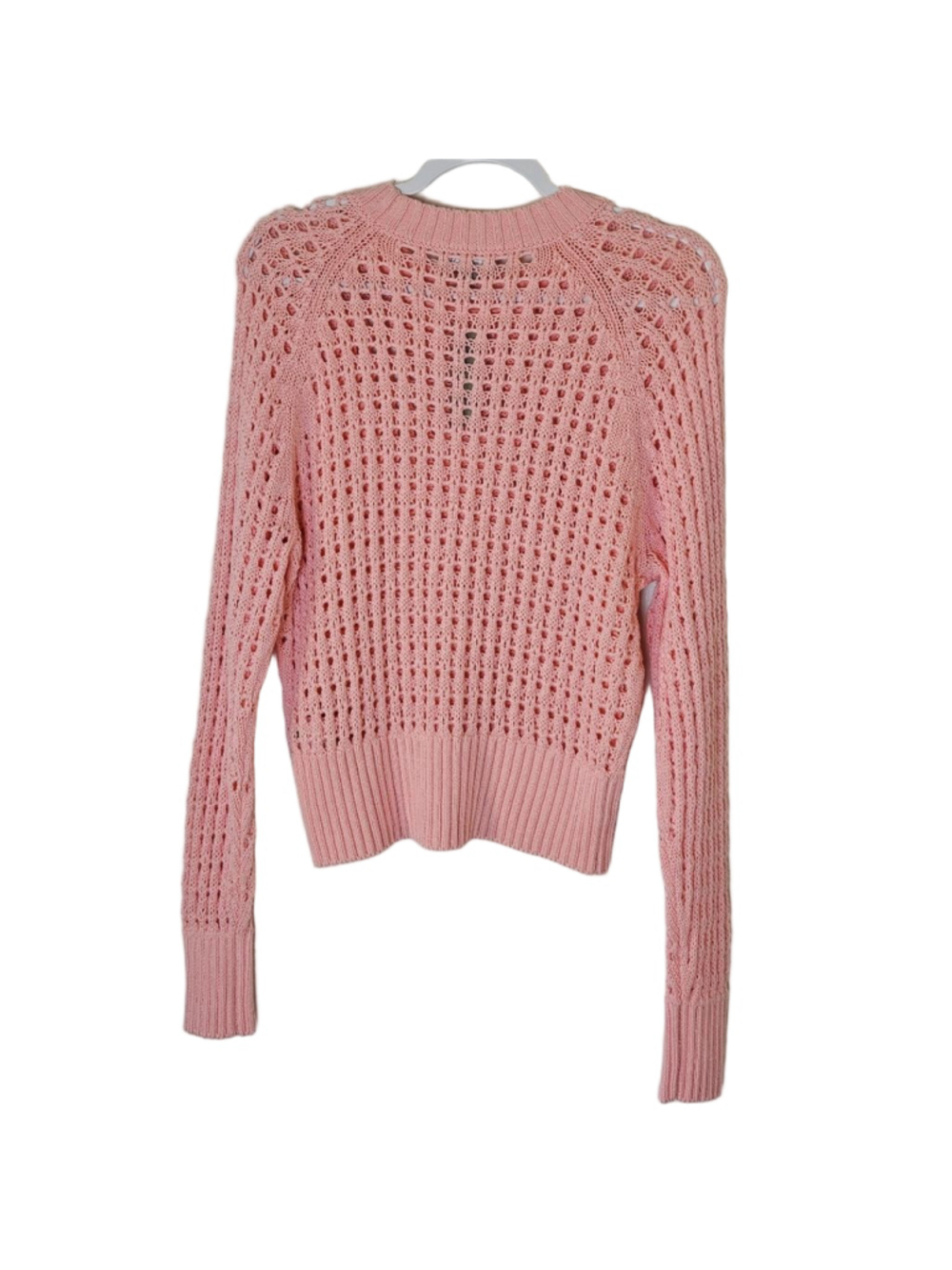 J.CREW Pointelle Open Knit Crew Neck Sweater S Brilliant Peony Beach Festival - Picture 3 of 10